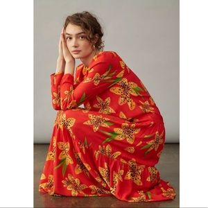 Anthropologie Farm Rio Golden Lily Maxi Dress